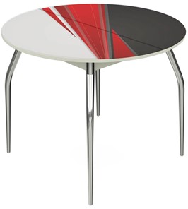 Кухонный стол раскладной Ривьера - Круг, ноги метал. крашеные №24, ФП (Текстура №46) в Стерлитамаке