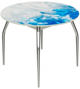 Кухонный раздвижной стол Круг, ноги метал. крашеные №24, ФП (Вода №10) в Стерлитамаке