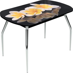 Кухонный стол раскладной Ривьера исп.1 ноги метал. крашеные №24 Фотопечать (Цветы №11) в Стерлитамаке