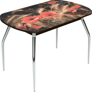 Обеденный раздвижной стол Ривьера исп.1 ноги метал. крашеные №24 Фотопечать (Цветы №38) в Стерлитамаке