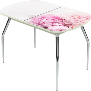 Кухонный раздвижной стол Ривьера исп.2 ноги метал. крашеные №24 Фотопечать (Цветы №49) в Стерлитамаке