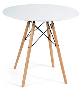 Кухонный стол CINDY NEXT, металл/мдф/бук, D70х75см, белый/натуральный арт.15854 в Стерлитамаке
