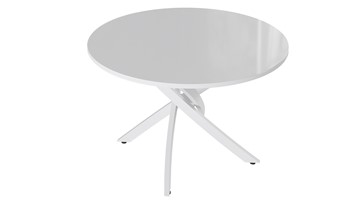 Круглый стол на кухню Diamond тип 2 (Белый муар/Белый глянец) в Салавате