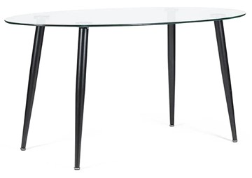 Стол кухонный овальный KASSEL (mod. DT333) металл/закаленное стекло (10 мм), 150х90х75см, черный в Стерлитамаке