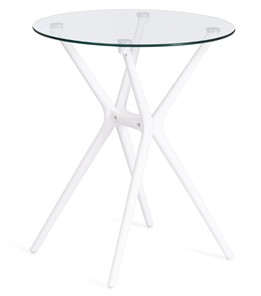 Кухонный стол PARNAVAZ (mod. 29) пластик/стекло, 60х60х70,5 прозрачный/белый арт.19697 в Уфе