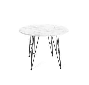 Кухонный круглый стол SHT-TU10 / SHT-TT 90 ЛДСП (мрамор кристалл/черный) в Уфе