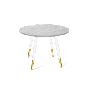 Круглый стол на кухню SHT-TU14 / SHT-TT 90 ЛДСП (бетон чикаго светло-серый/белый муар/золото) в Стерлитамаке