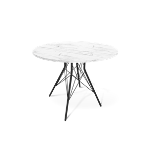 Круглый стол на кухню SHT-TU2-1 / SHT-TT 90 ЛДСП (мрамор кристалл/черный муар) в Стерлитамаке