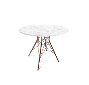 Круглый кухонный стол SHT-TU2-1 / SHT-TT 90 ЛДСП (мрамор кристалл/медный металлик) в Стерлитамаке