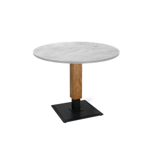Круглый стол на кухню SHT-TU22 / SHT-TT 90 ЛДСП (бетон чикаго светло-серый/дуб брашированный корич/черный муар) в Стерлитамаке