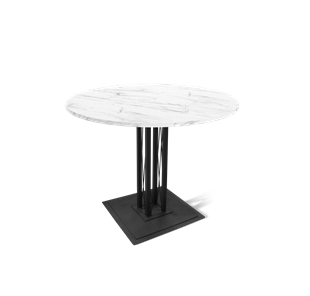 Кухонный круглый стол SHT-TU6-BS1 / SHT-TT 90 ЛДСП (мрамор кристалл/черный) в Уфе
