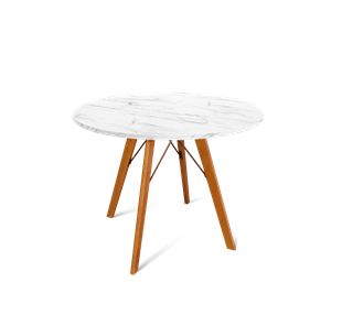 Круглый стол на кухню SHT-TU9 / SHT-TT 90 ЛДСП (мрамор кристалл/светлый орех) в Стерлитамаке