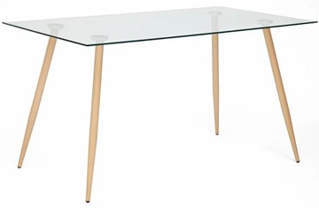 Стол со стеклянной столешницей SOPHIA (mod. 5003) металл/стекло (8мм), 140x80x75, бук/прозрачный арт.12098 в Уфе