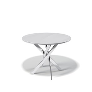 Кухонный круглый стол Kenner R1000 (Хром/Стекло белое глянец) в Стерлитамаке