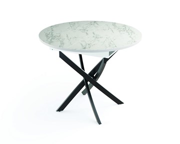 Раздвижной стол 55.04 Адажио, мрамор белый/белый/металл черный в Уфе
