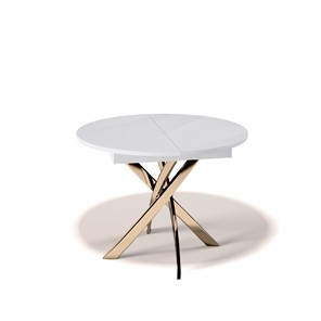 Обеденный круглый стол Kenner R1100 (Золото/Белое/Стекло белое глянец) в Стерлитамаке