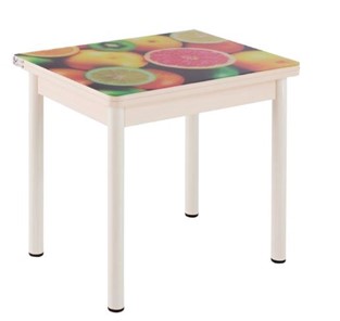 Кухонный пристенный стол СПА-01 СТФ, дуб молочный ЛДСП/стекло фрукты/36 прямые трубки крашеные белые в Уфе