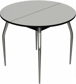 Маленький кухонный стол Ривьера исп. круг хром №5 (стекло белое/черный) в Уфе