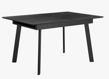 Стеклянный стол раздвижной  DikLine SFH125 стекло Оптивайт Черный мрамор/подстолье черное в Стерлитамаке