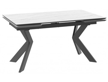 Стол обеденный раскладной раздвижной DikLine ALK150, керамопласт 150(40+40)x90, МРАМОР СВЕТЛЫЙ МОДЕРН/ЧЕРНЫЙ, (2 уп.) в Стерлитамаке