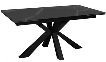 Керамический обеденный стол раздвижной DikLine SFE140 Керамика Черный мрамор/подстолье черное/опоры черные (2 уп.) в Салавате