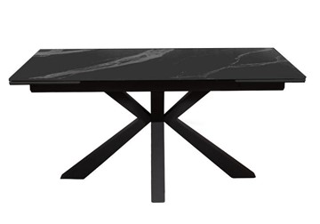 Керамический обеденный стол раздвижной DikLine SFE160 Керамика Черный мрамор/подстолье черное/опоры черные (2 уп.) в Стерлитамаке
