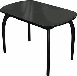 Обеденный овальный стол Ривьера исп.1 дерево №1 (стекло черное/черный) в Стерлитамаке