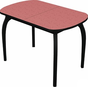 Кухонный стол раздвижной Ривьера мини дерево №1, пластик (цветы красные/черный) в Стерлитамаке
