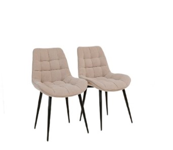 Комплект из 2-х  мягких стульев для кухни Комфорт бежевый черные ножки в Стерлитамаке