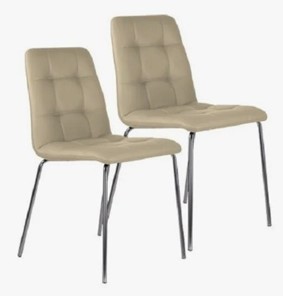 Комплект обеденных стульев 2 шт. BRABIX "Twins CF-011", хром каркас, экокожа, бежевый, 532766 в Стерлитамаке