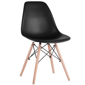 Комплект обеденных стульев 4 шт. BRABIX "Eames CF-010", пластик черный, опоры дерево/металл, 532631, 2033A в Стерлитамаке