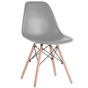 Комплект обеденных стульев 4 шт. BRABIX "Eames CF-010", пластик серый, опоры дерево/металл, 532632, 2033A в Уфе