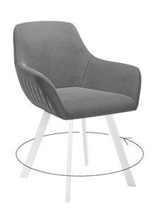Обеденный стул 248 Поворотный, Микровелюр Z28 Темно-серый / опоры белые в Нефтекамске