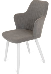 Обеденный стул Кубика Йорк, ноги белые круглые XXL (R38)/велюр T180 Светло-серый в Стерлитамаке