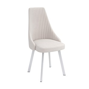 Обеденный стул Олмеко Лион, велюр тенерифе крем/Цвет металл белый в Стерлитамаке