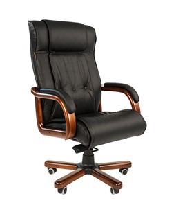Кресло компьютерное CHAIRMAN 653 кожа черная в Уфе