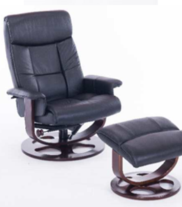 Кресло компьютерное ДамОфис J6011 для релаксации нат. кожа / дерево, черный в Уфе