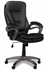 Кресло офисное ДамОфис J 9302 экокожа /пластик, черный в Уфе