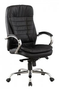 Офисное кресло ДамОфис J 9031-1 нат. кожа /хром, черный в Уфе