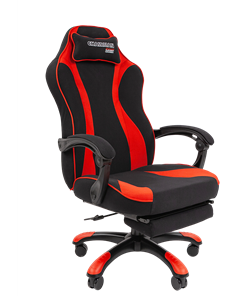 Игровое кресло CHAIRMAN GAME 35 с выдвижной подставкой для ног Ткань  черная / Ткань красная в Салавате