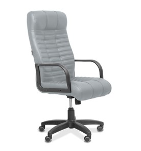 Офисное кресло для руководителя Атлант, экокожа премиум / светло-серая CN1132 в Уфе