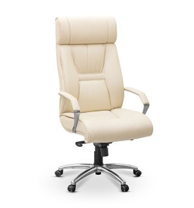 Кресло для руководителя Олимп X (подлокотники хром) натуральная кожа с компаньоном / бежевая Savanna в Стерлитамаке