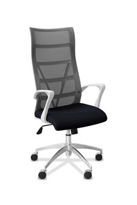 Кресло для руководителя Топ X белый каркас, сетка/ткань TW / серая/черная в Стерлитамаке