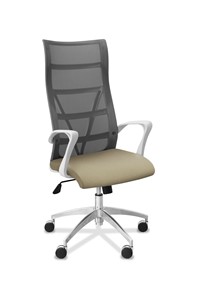 Кресло в офис Топ X белый каркас, сетка/ткань TW / серая/светло-серая в Салавате