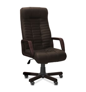 Офисное кресло Атлант W, экокожа премиум / тёмно-коричневая CN1113/ дерево - венге в Уфе