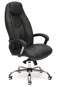 Кресло компьютерное BOSS Lux, кож/зам, черный/черный перфорированный, арт.9160 в Стерлитамаке