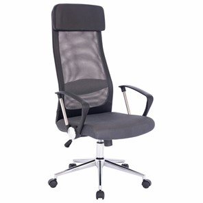 Офисное кресло BRABIX "Flight R EX-541", хром, ткань TW, сетка, черное/серое, 532518 в Стерлитамаке