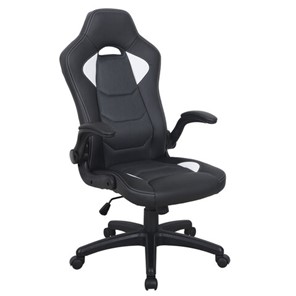 Офисное кресло BRABIX "Skill GM-005", откидные подлокотники, экокожа, черное/белое, 532493 в Уфе