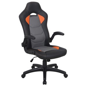 Офисное кресло BRABIX "Skill GM-005", откидные подлокотники, экокожа, черное/оранжевое, 532495 в Уфе