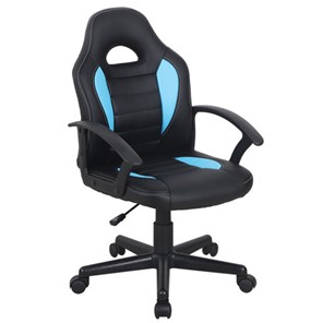 Офисное кресло BRABIX "Spark GM-201", экокожа, черное/голубое, 532505 в Уфе